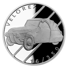Stříbrná mince Na kolech - Motorové vozidlo Velorex (proof)