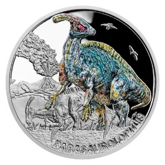 Stříbrná mince Pravěký svět - Parasaurolophus (proof)