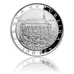 Stříbrná mince 200 Kč 2019 první pražská defenestrace (proof)