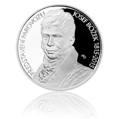 Stříbrná mince 200 Kč 2015 Josef Božek představil parovůz (proof)