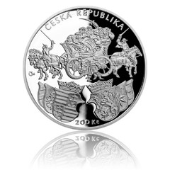 Stříbrná mince 200 Kč 2018 Vydání Klaudyánovy mapy (proof)