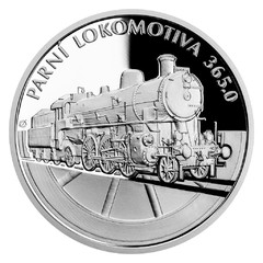 Stříbrná mince Na kolech - Parní lokomotiva 365.0 (proof)